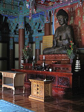 Seated iron statue of Vairocana in Borimsa Temple, on Gaji mountain in Jangheung County, South Jeolla, South Korea
