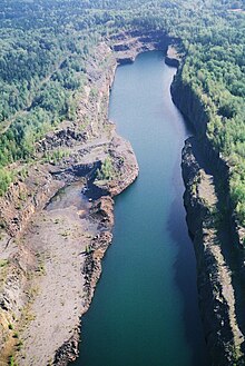 East Pit of Sherman Mine in Temagami, Ontario, Canada Sherman Mine East Pit from air.jpg