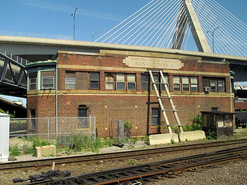 File:Signal Tower A from passing train, May 2012.JPG