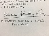 signature de Francesc Almela i Vives