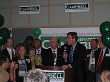 Campbell campaigning with Mark Warner Skip Campbell with Governor Mark Warner (127966597).jpg