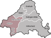 Location of the city district within Solingen