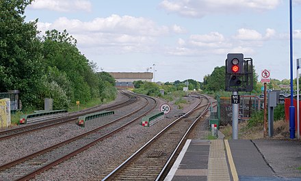 South Ruislip station and Northolt Junction in modern times; the former GW route is to the right and the GCR route is to the left