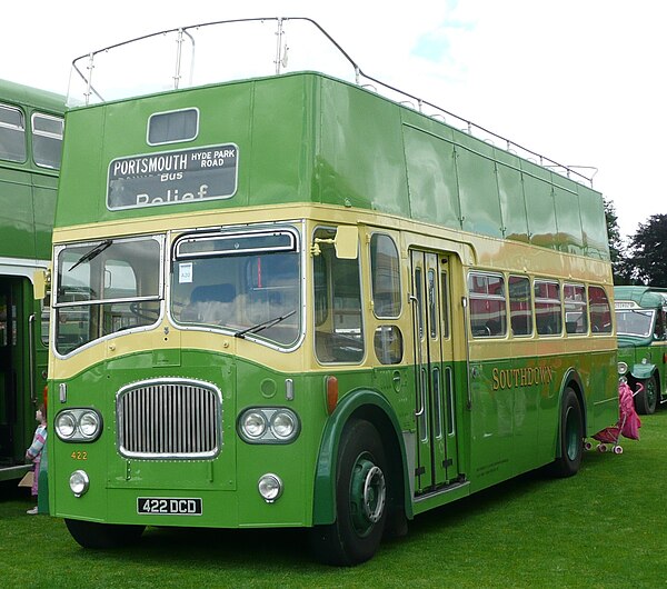 A now preserved Leyland Titan, previously run by Southdown as fleet number 422.