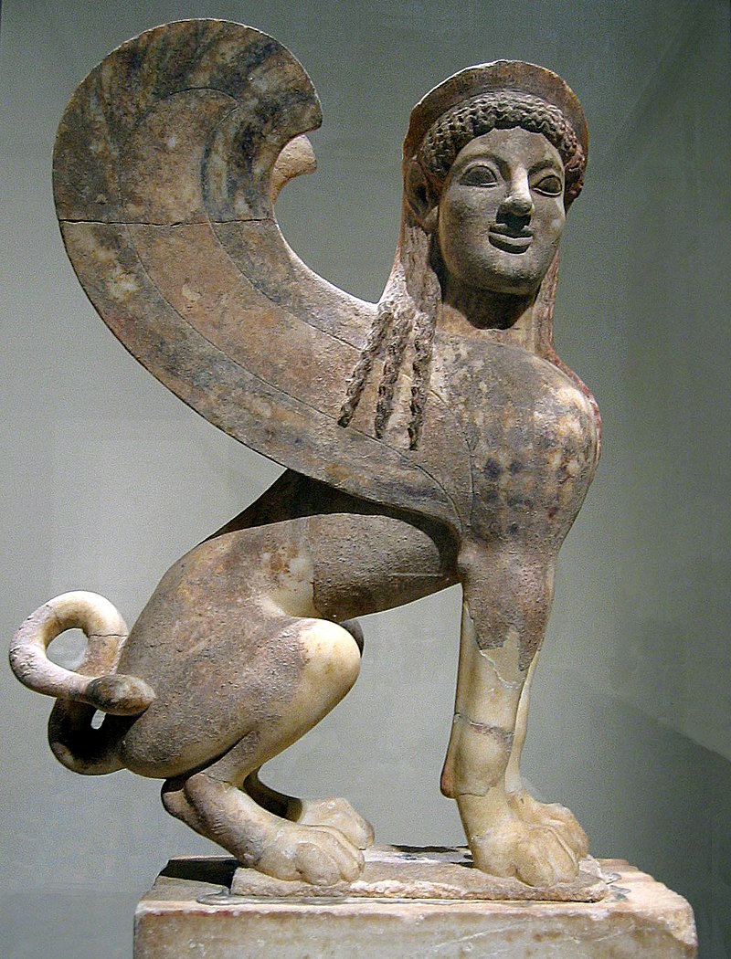 Sphinx-shaped finial of a marble grave stele (total height:  800px-Sphinx_MET_11.185