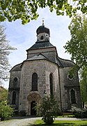 Traunstein: Zwiebel­helm auf Re­nais­sance­kirchturm