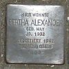 Stolperstein für Bertha Alexander geb. May