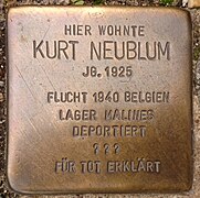 Stolpersteine Bremen – Neublum, Kurt.JPG