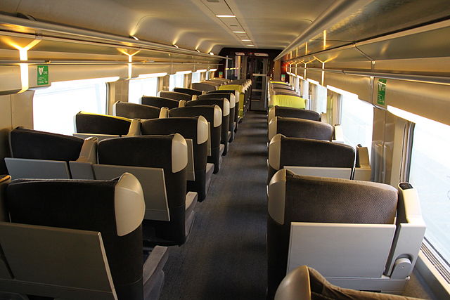 1st class interior of a refurbished TGV-Réseau set