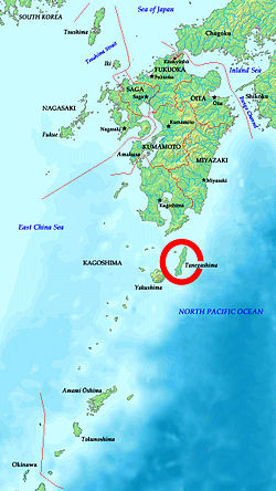 Tanegashima'nın Japonya'daki konumu