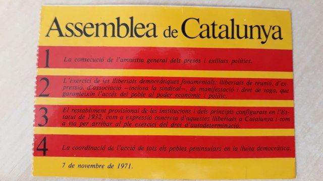 Tarja Assemblea de Catalunya 1971
