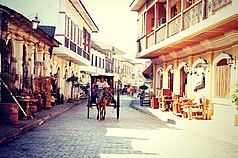 Bahay na bato ancestral houses being used for commercial purposes. The Calle Crisologo in Vigan, Ilocos Sur.jpg