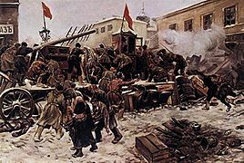 Ivan Vladimirov's painting The Barricades of Pesnya, 1905