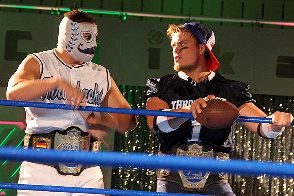 Angelosetti and Dasher Hatfield as the Chikara Campeones de Parejas