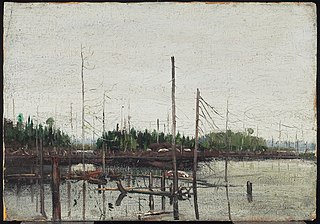 <i>Drowned Land</i> 1912 oil sketch by Canadian painter Tom Thomson