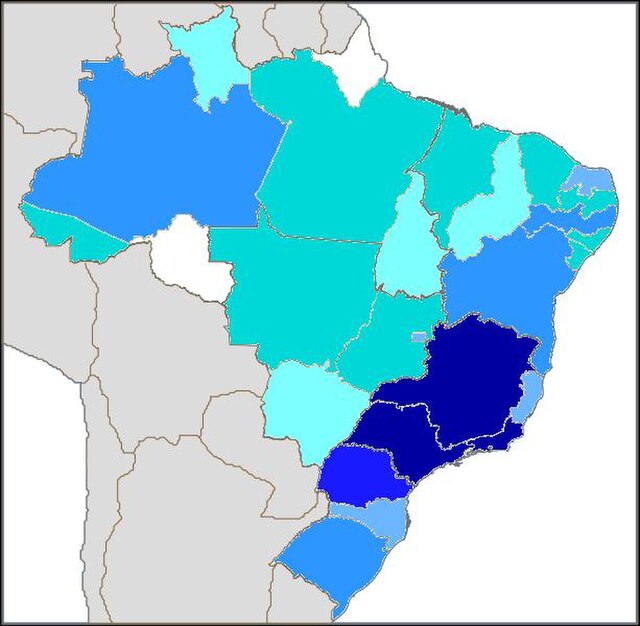 Total of foreign people authorized to work in Brazil by state in 2009. Rank by people. 1st 2nd 3rd 4th 5th