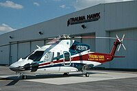 Trauma Hawk 1 at its hangar at Palm Beach International Airport Traumahawk 1.JPG