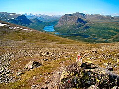 Sikkilsdalen Valley, Jotunheimen, red "T" for tourist & trekking