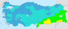 Total fertility rate in Turkey by province (2021)
.mw-parser-output .legend{page-break-inside:avoid;break-inside:avoid-column}.mw-parser-output .legend-color{display:inline-block;min-width:1.25em;height:1.25em;line-height:1.25;margin:1px 0;text-align:center;border:1px solid black;background-color:transparent;color:black}.mw-parser-output .legend-text{}
3-4
2-3
1.5-2
1-1.5 Turkey total fertility rate by province 2021.png