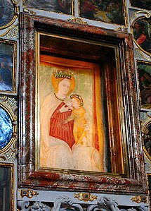 Vierge nourrissant Jésus : fragment de fresque (XVIe siècle): sanctuaire S. Maria dei Miracoli, Morbio Inferiore Santuario di Santa Maria dei Miracoli (Morbio Inferiore) (Suisse).
