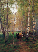 Lehmiä koivumetsässä, 1886