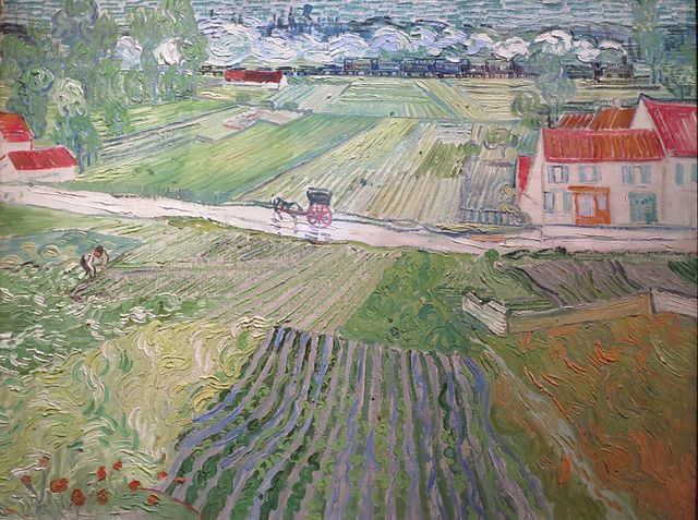 van Gogh's Landscape with a Carriage and a Train, painted in June 1890 (Pushkin Museum, Moscow (F760, JH2019))