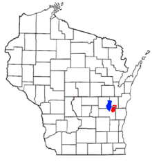 Location in Wisconsin (red) WIMap-doton-The Holyland.png