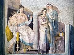 Image 53Dressing of a priestess or bride, Roman fresco from Herculaneum, Italy (30–40 AD) (from Roman Empire)