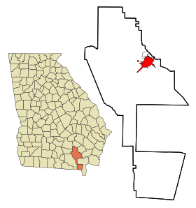 Ware County Georgia Incorporated and Unincorporated areas Waycross Highlighted.svg