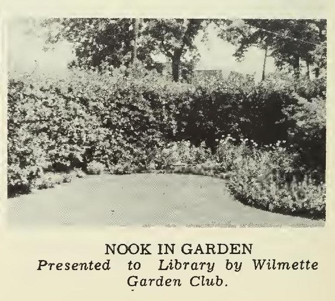 File:Wilmette Library reading garden nook in the 1950s.jpg