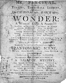 Poster for 1807 production of Centlivre's The Wonder: A Woman Keeps A Secret!!!