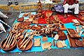 Wooden kitchen utensils being sold on the street in San Andres Mixquic, Mexico City