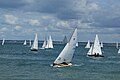 Various yachts racing in the Solent off Cowes, Isle of Wight, during Cowes Week 2010. The photograph was taken from along the Esplanade (not to be confused with Princes Esplande).