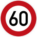 Common 60 km/h speed limit sign