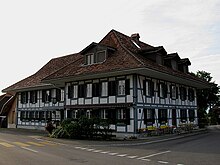 the "Leuen", the local tavern and inn of Zimmerwald, built in 1840 Zimmerwald Wirtshaus zum Leuen.jpg