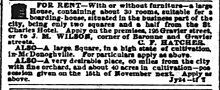 After the end of the American Civil War, Hatcher had a building at 195 Gravier with 30 rooms "for rent"; prospective tenants should inquire with another former slave trader of New Orleans, J. M. Wilson. (The Times-Picayune, October 4, 1865) "For Rent" The Times-Picayune, October 4, 1865.jpg