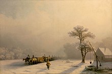 «Зимний обоз в пути» И. К. Айвазовский, 1857