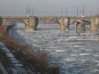 Eisgang auf der Elbe in Dresden am 29. Januar 2006
