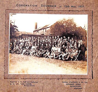 Coronation Souvenir Photo presented to employees 12 May 1937 1937 Souveneir Photo showing Thomas Staniforth & Co. Workers in Hackenthorpe, Sheffield.jpg