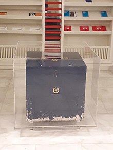 Ballot box used in the elections 1981 Greek European Parliament Election Ballot Box.jpg