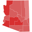 Vainqueur républicain par comté : Ducey en rouge.