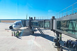 Jet bridge at the airport