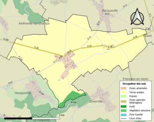 Barevná mapa znázorňující využití půdy.