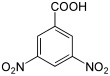 Skeletal formula 3,5-dinitrobenzoic acid structure.svg