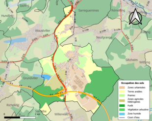 Carte en couleurs présentant l'occupation des sols.