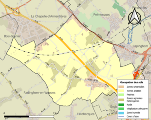 Kolorowa mapa przedstawiająca użytkowanie gruntów.