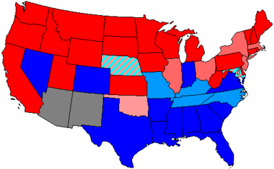 House seats by party holding plurality in state
80+% Democratic
80+% Republican
60+% to 80% Democratic
60+% to 80% Republican
Up to 60% Democratic
Up to 60% Republican 61 us house membership.png