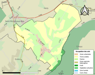 Carte en couleurs présentant l'occupation des sols.