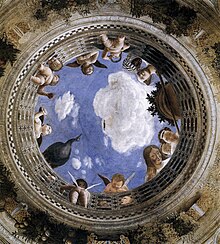Illusionistic ceiling fresco by Andrea Mantegna in the Camera degli Sposi, Ducal Palace, Mantua