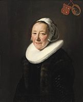 Portrait of Erminia van Beresteyn (1544-1625) circa 1620 date QS:P,+1620-00-00T00:00:00Z/9,P1480,Q5727902 oil on panel medium QS:P186,Q296955;P186,Q106857709,P518,Q861259 73.2 × 60.5 cm (28.8 × 23.8 in), Amsterdam, Sotheby's (11 May 2011)